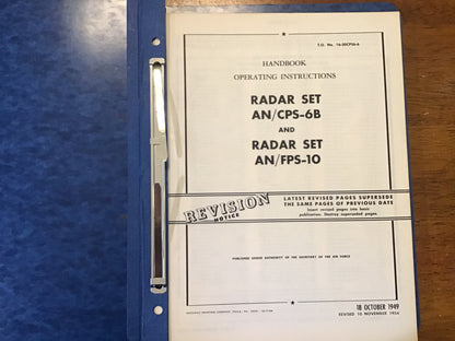 Vintage USAF AN/CPS-6B AN/FPS-10 Radar Technical Manuals Parts Catalog 1950s