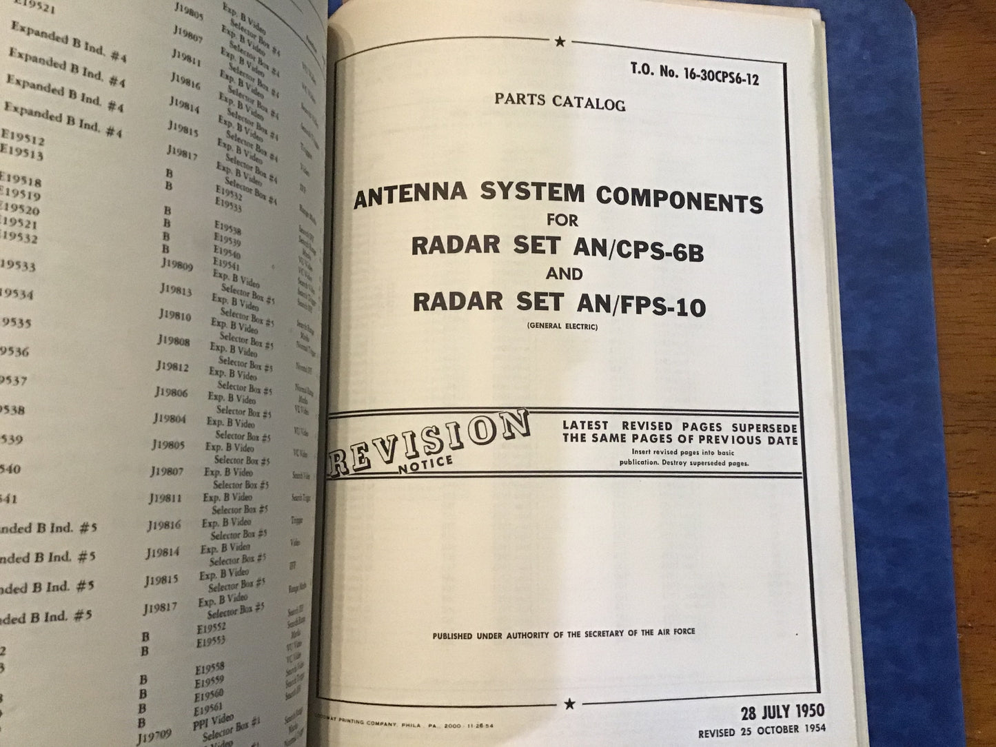 Vintage USAF AN/CPS-6B AN/FPS-10 Radar Technical Manuals Parts Catalog 1950s