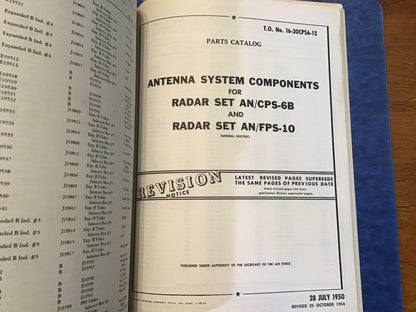 Vintage USAF AN/CPS-6B AN/FPS-10 Radar Technical Manuals Parts Catalog 1950s