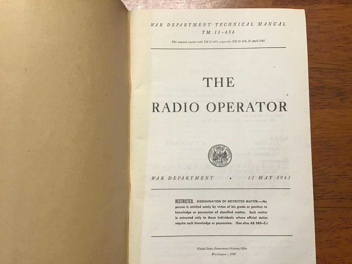 WWII 1943 TM 11-454 Radio Operator Manual + 1953 Radiotelegraph Operation Manual Lot