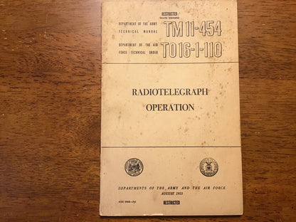WWII 1943 TM 11-454 Radio Operator Manual + 1953 Radiotelegraph Operation Manual Lot