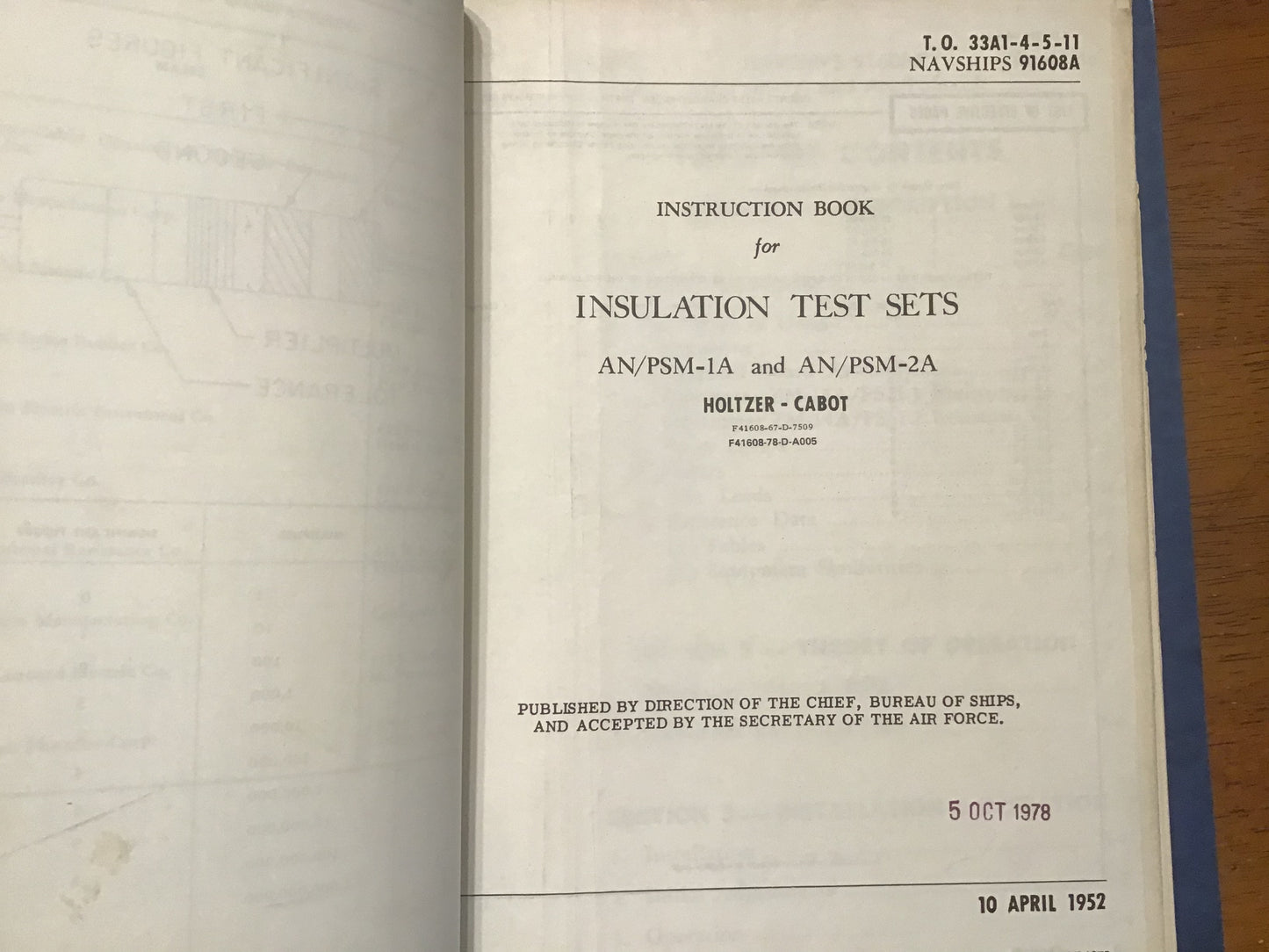 Vintage USAF Navy AN/PSM-1 AN/PSM-2 Test Set Manuals 1951-52 Holtzer-Cabot