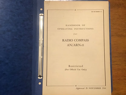 WWII 1944 Radio Compass AN/ARN-11 Operating & Maintenance Manuals Restricted USAAF