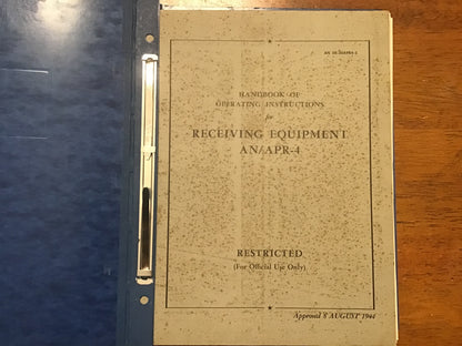 WWII AN/APR-4 Radar Receiving Equipment Manuals AN 08-30APR4-2 & -3 Restricted 1944
