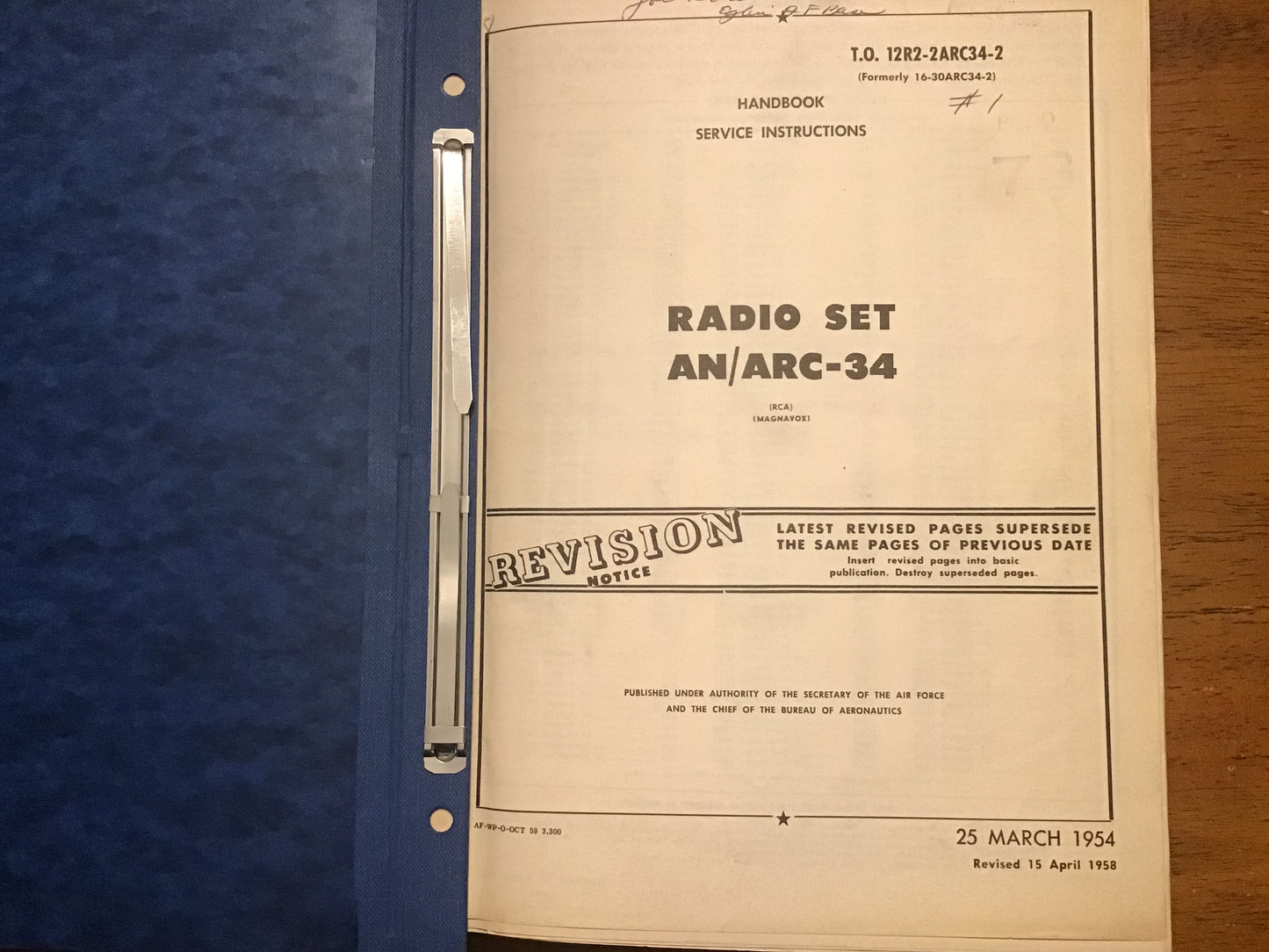USAF AN/ARC-34 Radio Set Service Manual T.O. 12R2-2ARC34-2 1954 Rev 1958 RCA