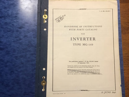 WWII USAAF MG-149 MG-149F MG-149H Aircraft Inverter Technical Manual Lot Binder