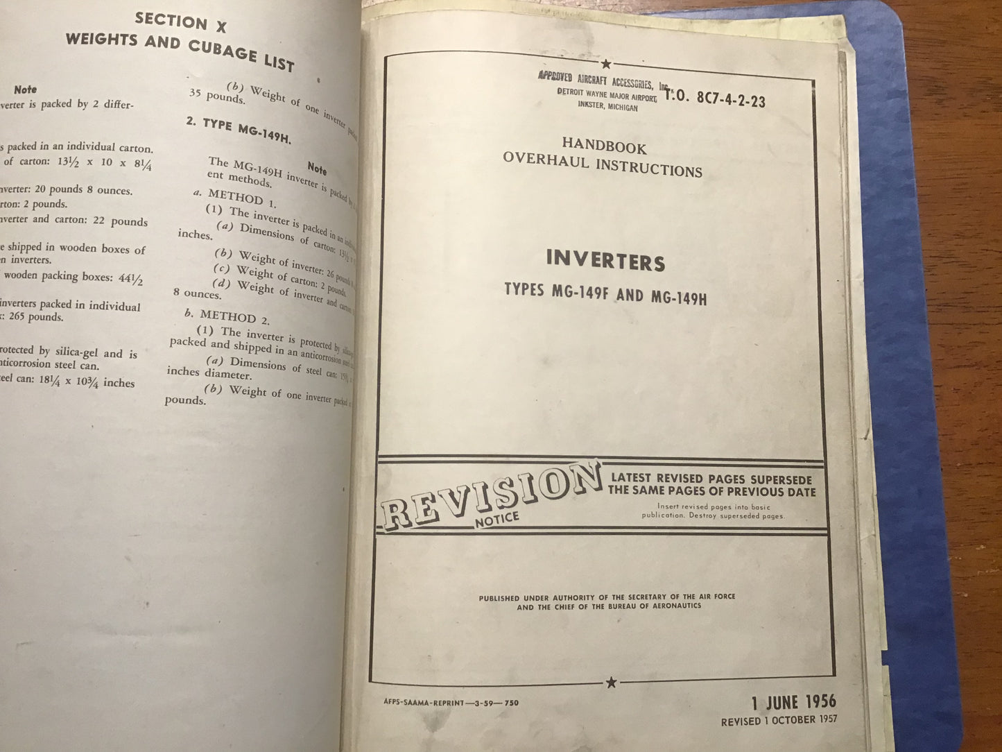 WWII USAAF MG-149 MG-149F MG-149H Aircraft Inverter Technical Manual Lot Binder