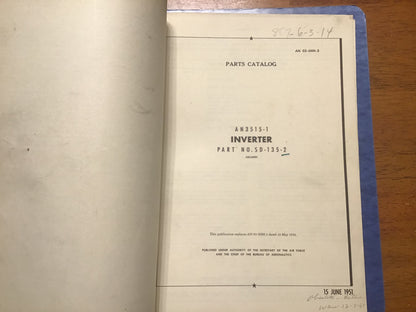 USAAF USAF Aircraft Inverter Technical Manuals Pioneer Bendix 1946-59 Binder