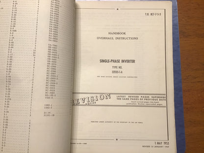 USAAF USAF Aircraft Inverter Technical Manuals Pioneer Bendix 1946-59 Binder