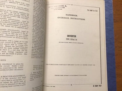 USAAF USAF Aircraft Inverter Technical Manuals Pioneer Bendix 1946-59 Binder