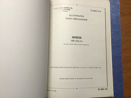 USAAF USAF Aircraft Inverter Technical Manuals Pioneer Bendix 1946-59 Binder