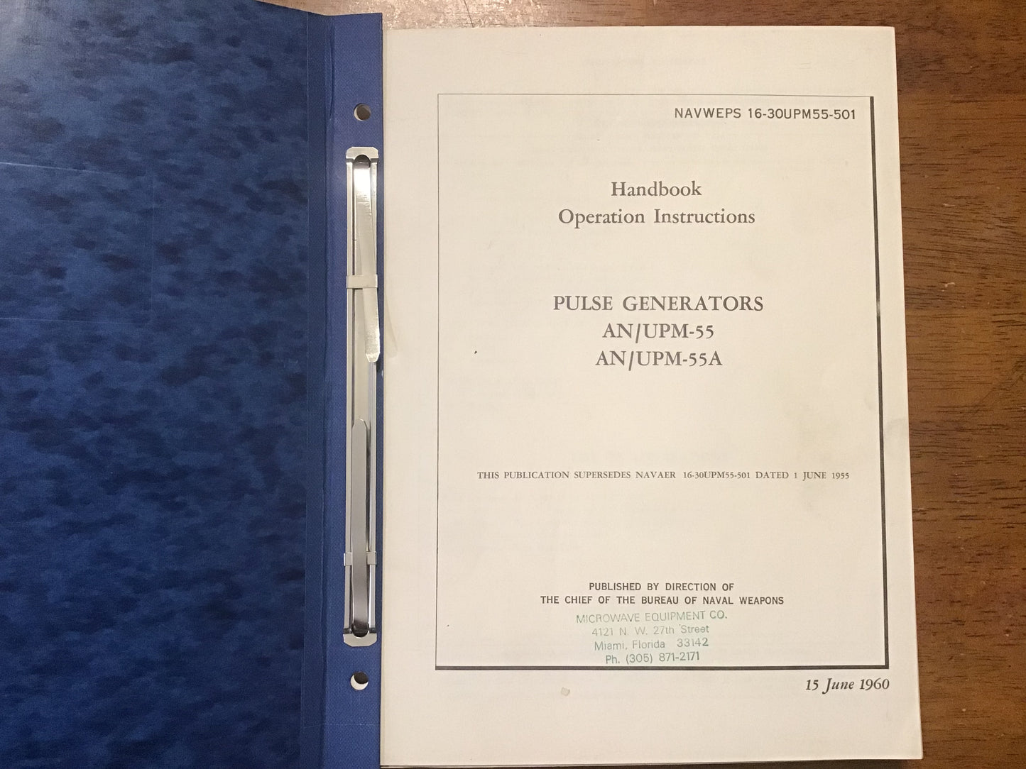 Vintage US Navy AN/UPM-55 Pulse Generator Technical Manuals 1960 Binder