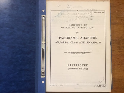 WWII USAAF AN/APA-10 Panoramic Adapter Radar Manuals 1944-45 Binder