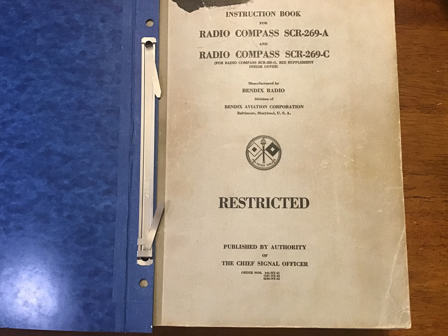WWII Bendix SCR-269 Radio Compass Manuals 1941-44 B-24 Liberator Binder Lot
