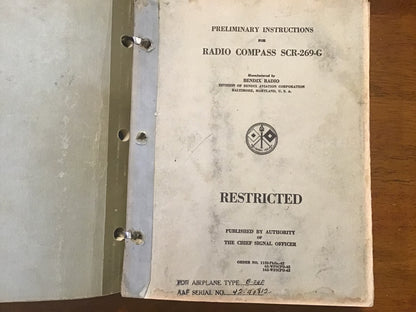 WWII Bendix SCR-269 Radio Compass Manuals 1941-44 B-24 Liberator Binder Lot