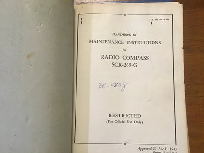 WWII Bendix SCR-269 Radio Compass Manuals 1941-44 B-24 Liberator Binder Lot