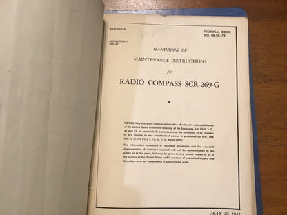 WWII Bendix SCR-269 Radio Compass Manuals 1941-44 B-24 Liberator Binder Lot