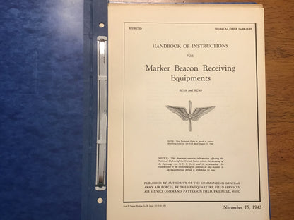 WWII USAAF RC-39 RC-43 Marker Beacon Receiver Manuals 1942-44 Restricted AAF