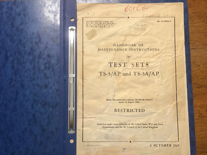 WWII USAAF TS-3/AP TS-3A/AP Radar Test Set Manuals 1944-45 Restricted AN 16-35TS3-3