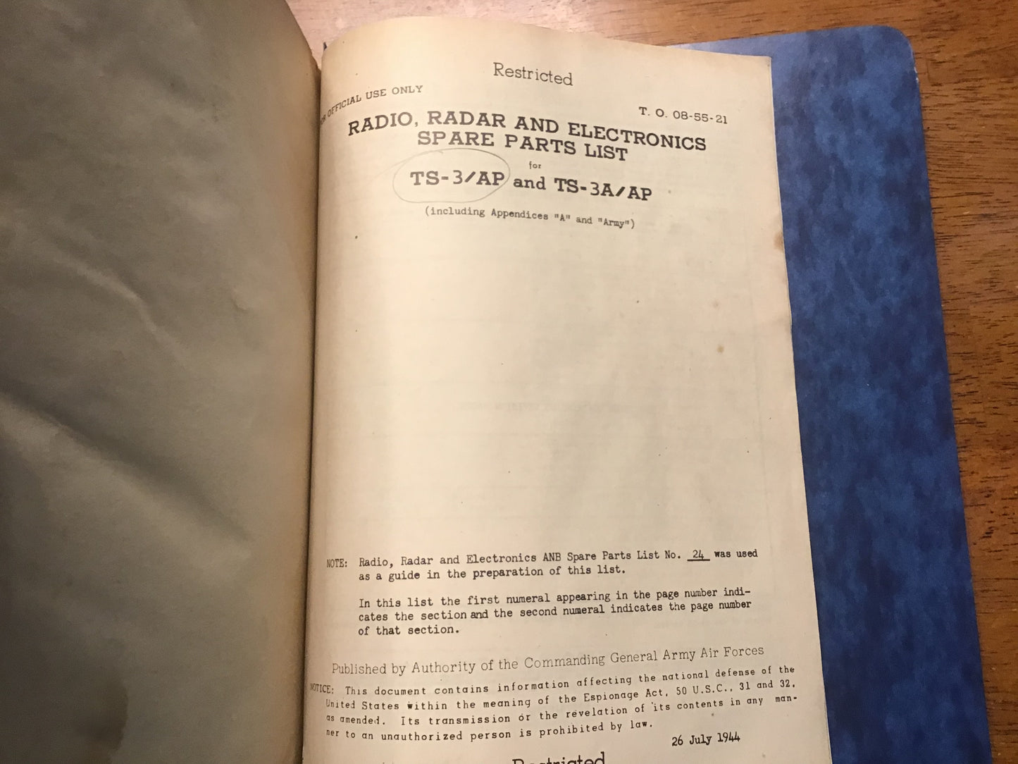 WWII USAAF TS-3/AP TS-3A/AP Radar Test Set Manuals 1944-45 Restricted AN 16-35TS3-3