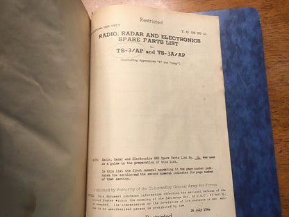 WWII USAAF TS-3/AP TS-3A/AP Radar Test Set Manuals 1944-45 Restricted AN 16-35TS3-3
