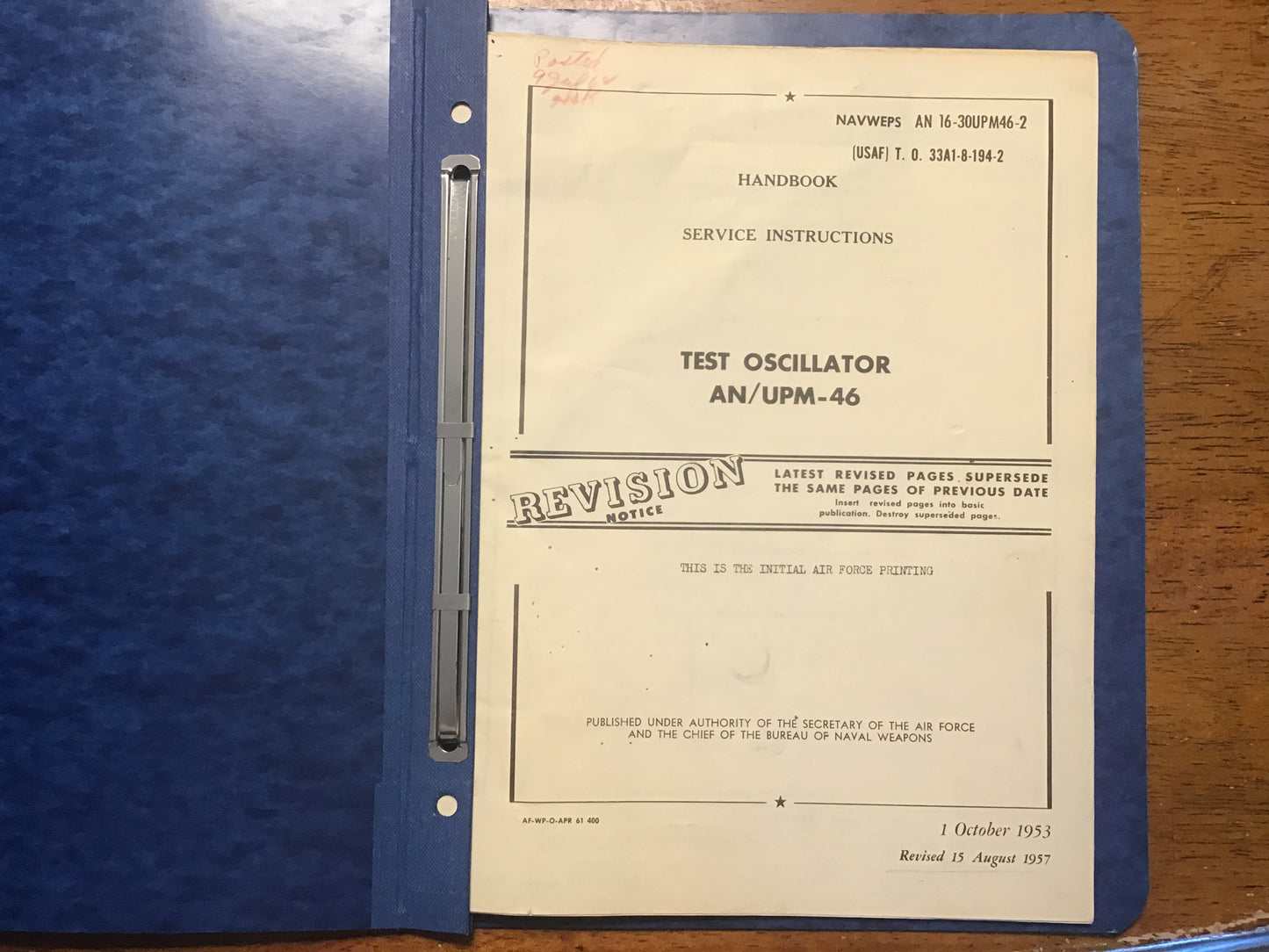 1953 USAF Navy AN/UPM-46 Test Oscillator Manuals NAVWEPS Service Overhaul Cold War