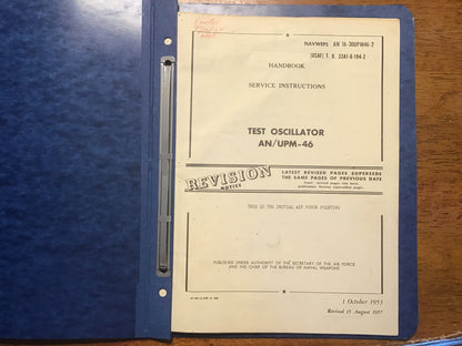1953 USAF Navy AN/UPM-46 Test Oscillator Manuals NAVWEPS Service Overhaul Cold War