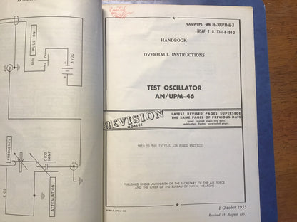 1953 USAF Navy AN/UPM-46 Test Oscillator Manuals NAVWEPS Service Overhaul Cold War