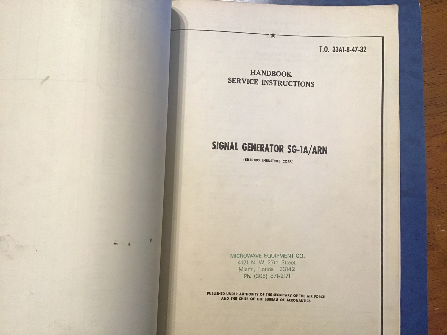 1952 USAF Signal Generator SG-1/ARN SG-1A/ARN Technical Manuals Bendix Telectro