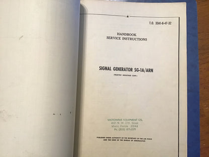 1952 USAF Signal Generator SG-1/ARN SG-1A/ARN Technical Manuals Bendix Telectro