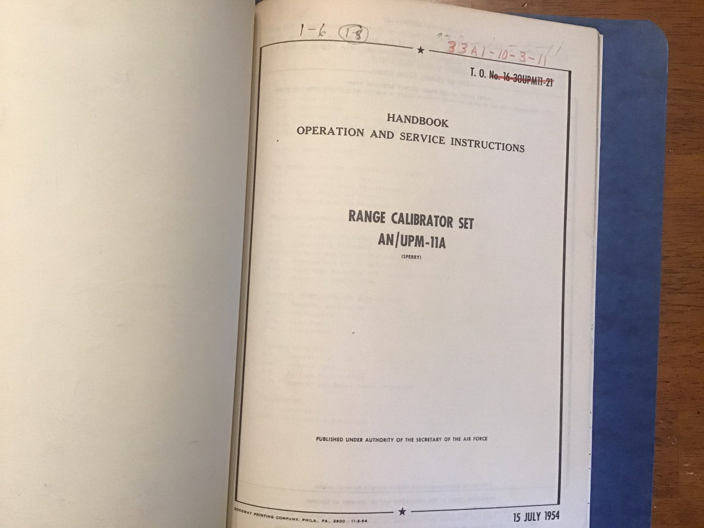 1950s USAF AN/UPM-11 AN/UPM-11A Range Calibrator Radar Technical Manual Binder