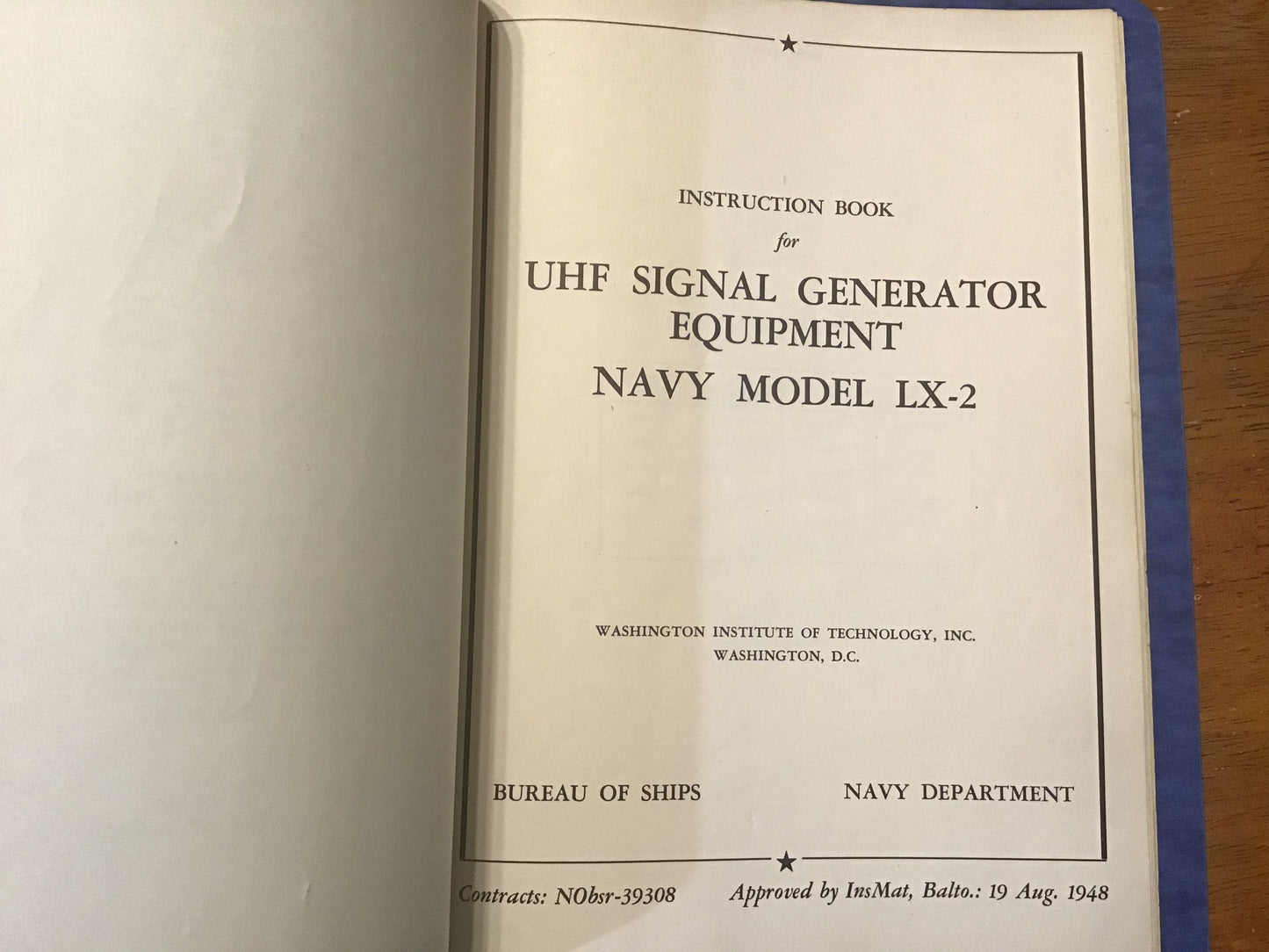 1948 US Navy NAVSHIPS 91130 UHF Signal Generator LX-2 Technical Manual WWII Era