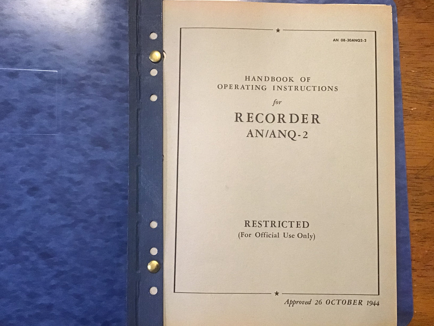 WWII AN/ANQ-1A AN/ANQ-2 Recorder Manuals Restricted 1944-45 USAAF Navy