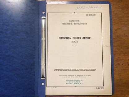 1954 USAF Navy AN/ALA-6 Direction Finder Group Handbook AN 16-30ALA6-1 Rare