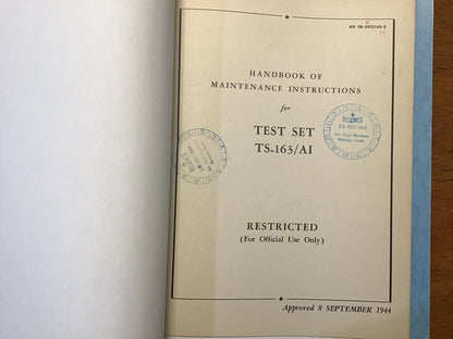 WWII 1944 USAAF TS-161/AI TS-162/AI TS-163/AI Test Set Manuals Lot of 3