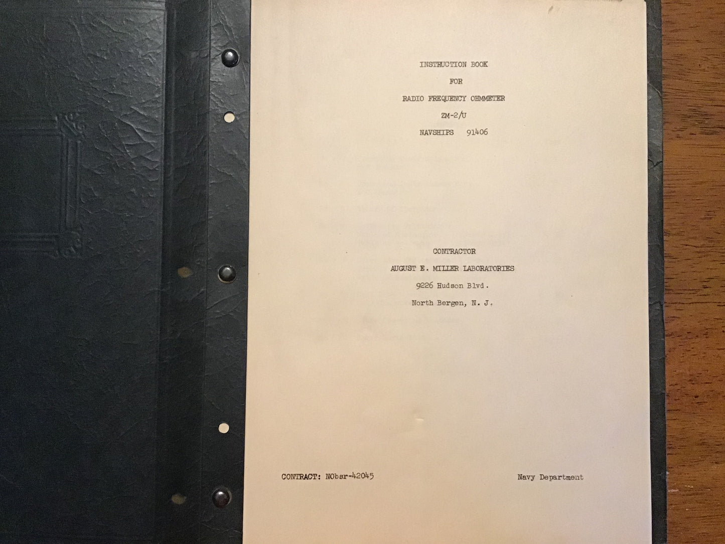 Vintage US Navy ZM-2/U Radio Frequency Ohmmeter Manual NAVSHIPS 91406