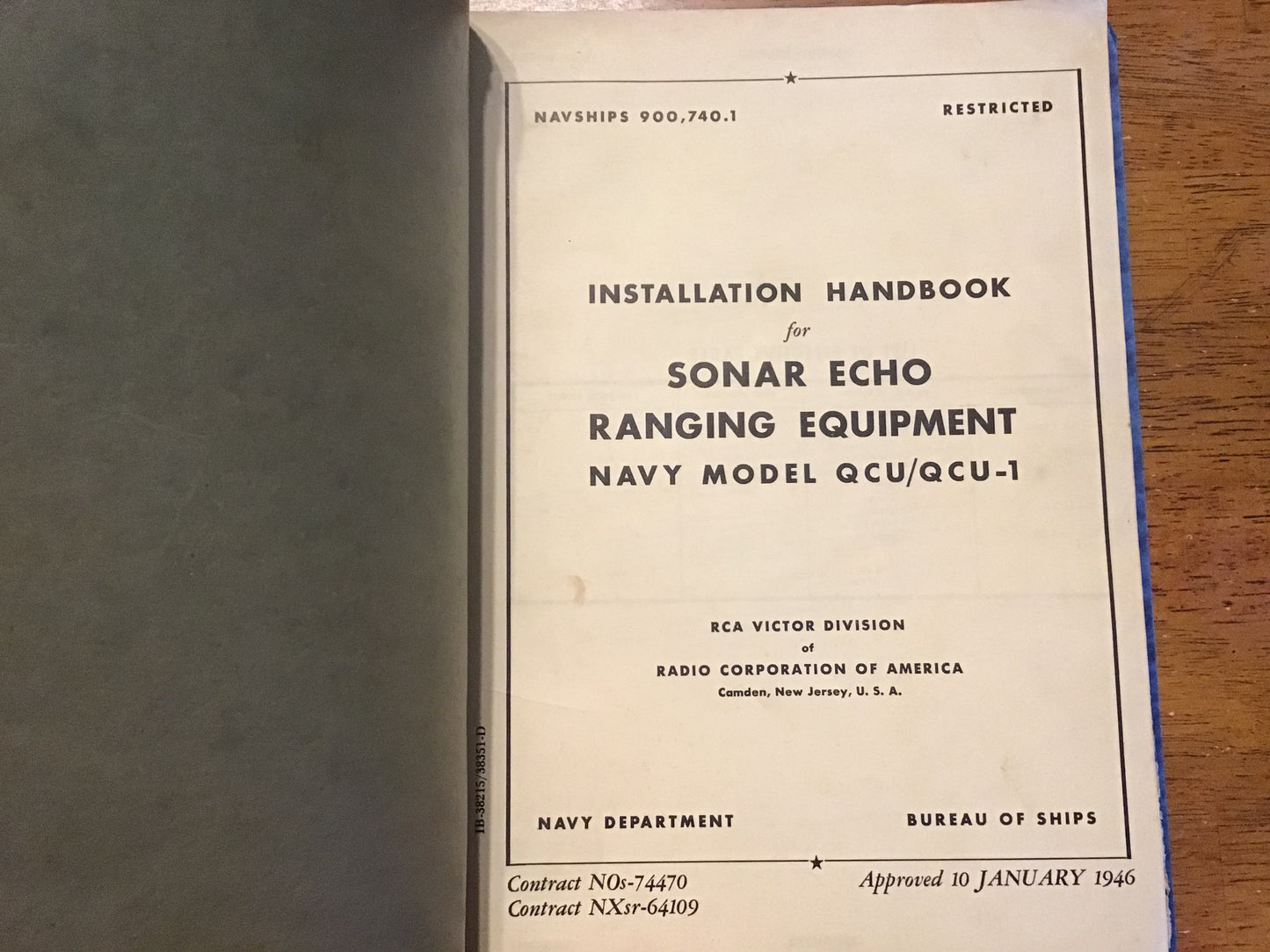 1946 US Navy QCU/QCU-1 Sonar Echo Ranging Manuals NAVSHIPS WWII RCA