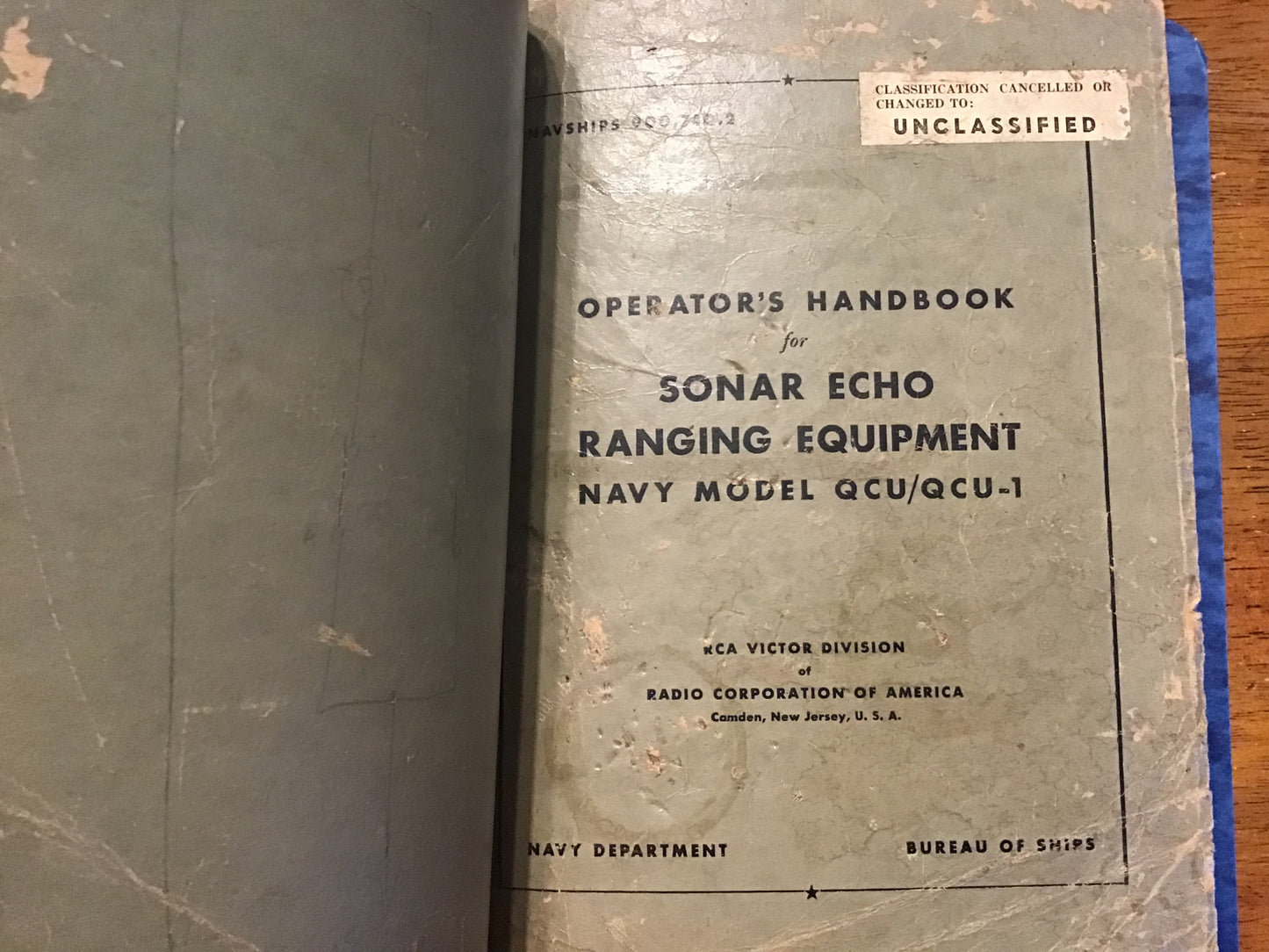 1946 US Navy QCU/QCU-1 Sonar Echo Ranging Manuals NAVSHIPS WWII RCA
