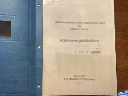 1971 Soviet Russian Electron Tube Replacement Guide Röhrenvergleichsliste USSR