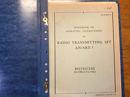 WWII USAAF AN/ART-7 Radio Transmitter Manuals 1944 Radar Electronic Warfare