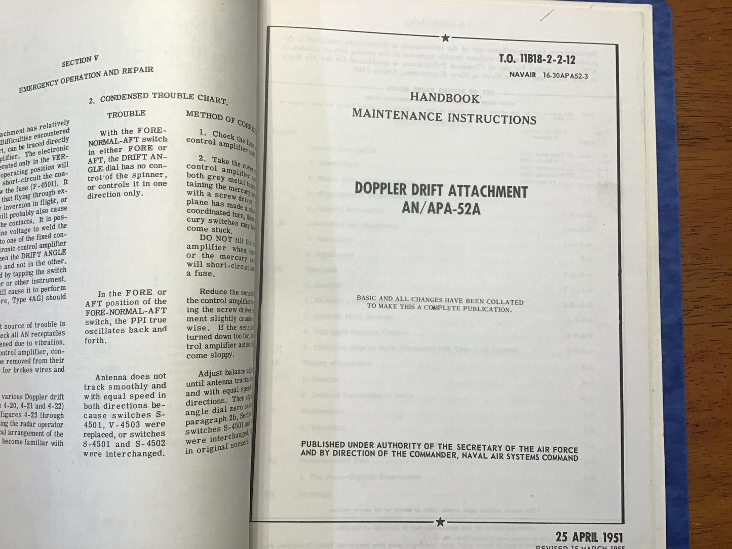1948-1951 AN/APA-52A Doppler Drift Radar Manuals