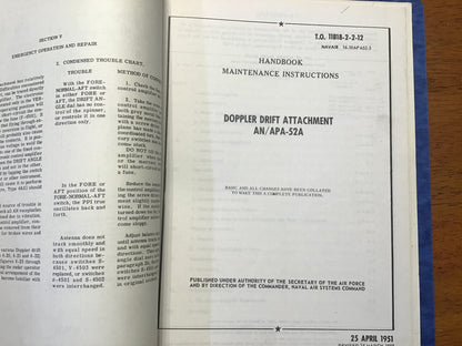 1948-1951 AN/APA-52A Doppler Drift Radar Manuals