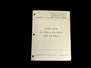 U.S. Army TM 11-287 Radio Sets AN/VRQ-1, AN/VRQ-2 & AN/VRQ-3 Manual (March 1951) w/ Foldout Schematics