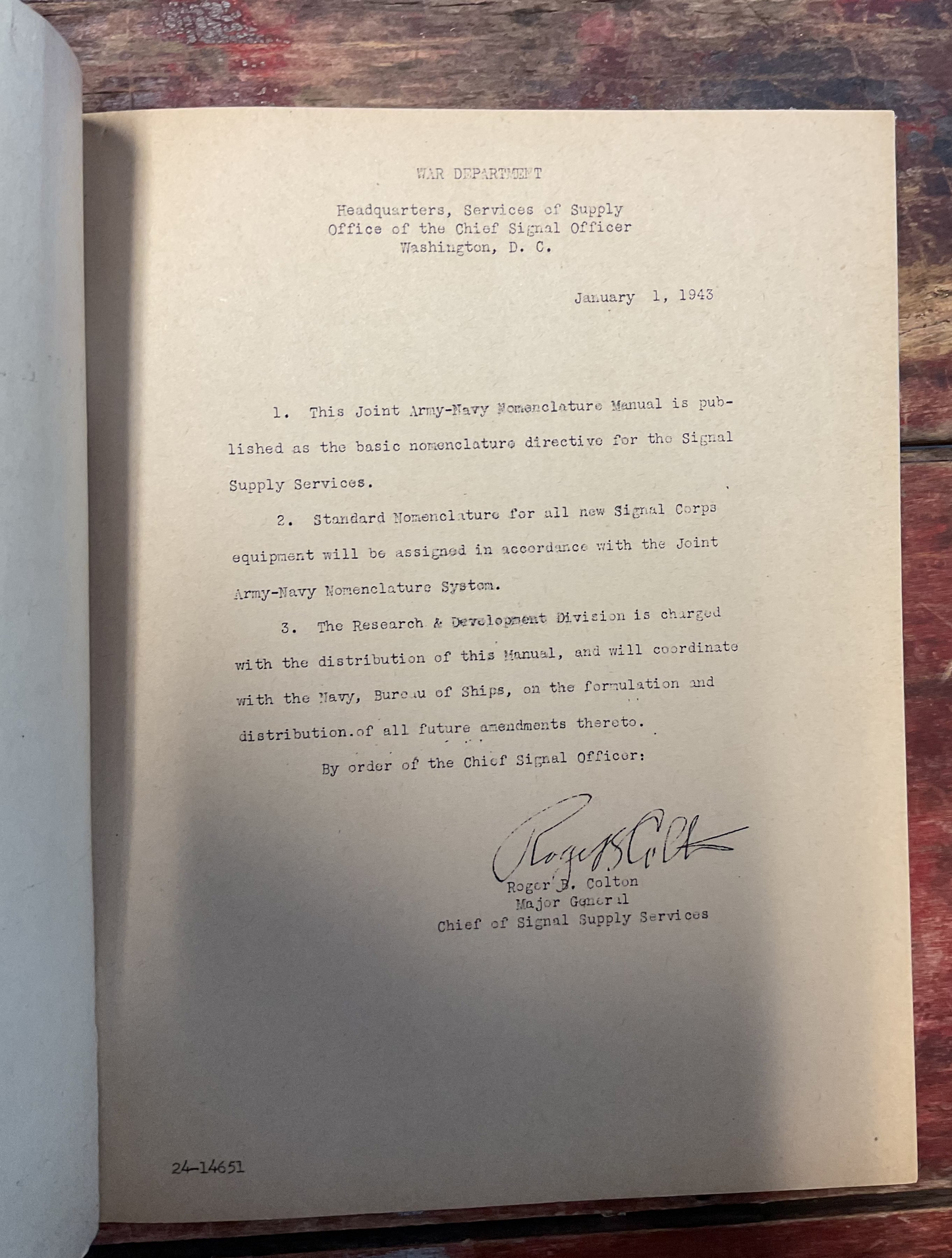WWII Joint Army-Navy Nomenclature System (JAN) Manual – Signal Corps Restricted Edition, January 1943