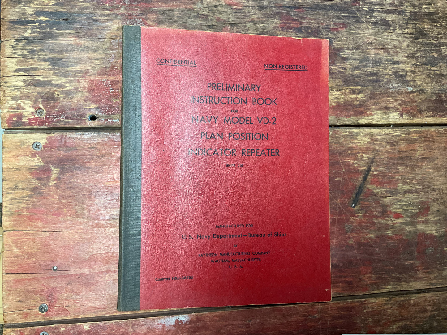 WWII U.S. Navy SHIPS 251 Preliminary Instruction Book – Navy Model VD-2 Plan Position Indicator Repeater (Confidential)