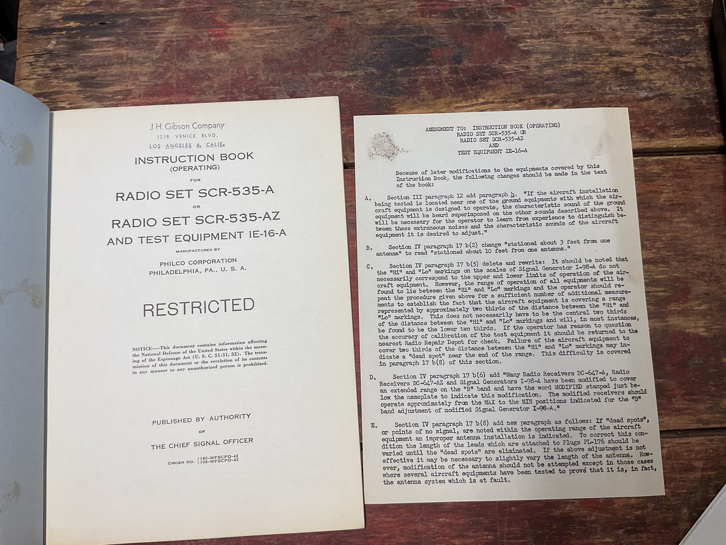 WWII Philco Radio Set SCR-535-A / SCR-535-AZ & IE-16-A Test Equipment Operating Manual – Restricted