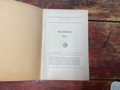 TM 11-2043 Telephone TP-3 Technical Manual – Restricted WWII Signal Corps Field Telephone (1944)