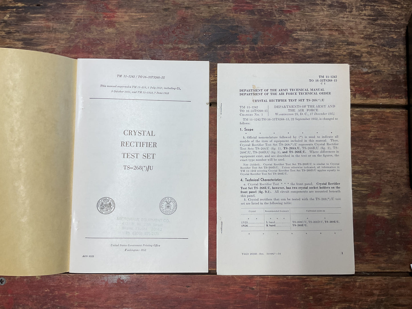 TM 11-1242 / TO 16-35TS268-15 – Crystal Rectifier Test Set TS-268(*)/U Technical Manual