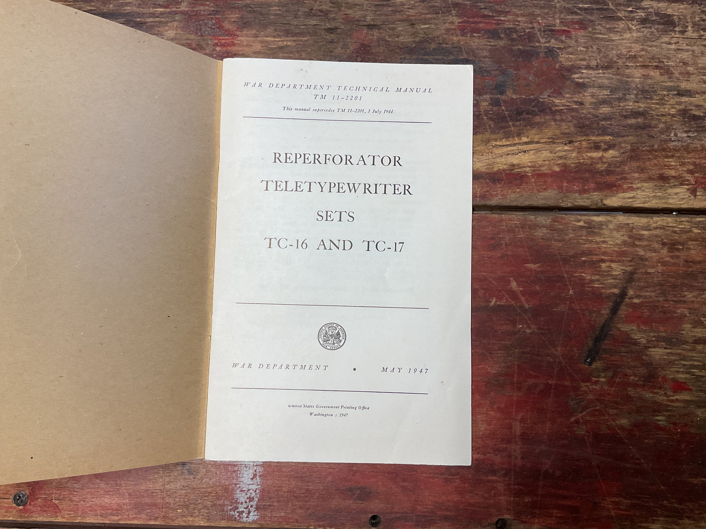 TM 11-2201 Reperforator Teletypewriter Sets TC-16 & TC-17 Technical Manual (May 1947)