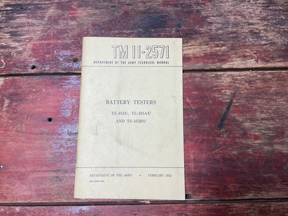 TM 11-2571 Battery Testers TS-183/U, TS-183A/U & TS-183B/U Technical Manual with Change Sheets